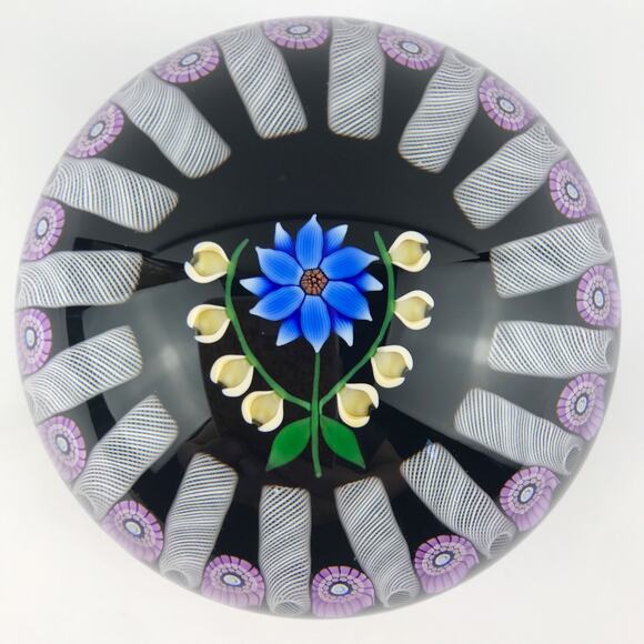 Perthshire 1991A Bouquet on Black Lampwork Millefiori Latticinio Paperweight COA - Picture 1 of 15